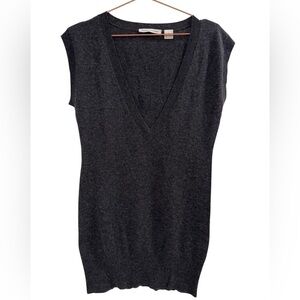 AUTUMN CASHMERE 100% Cashmere Charcoal Gray Sleeveless Sweater Vest Small VGUC